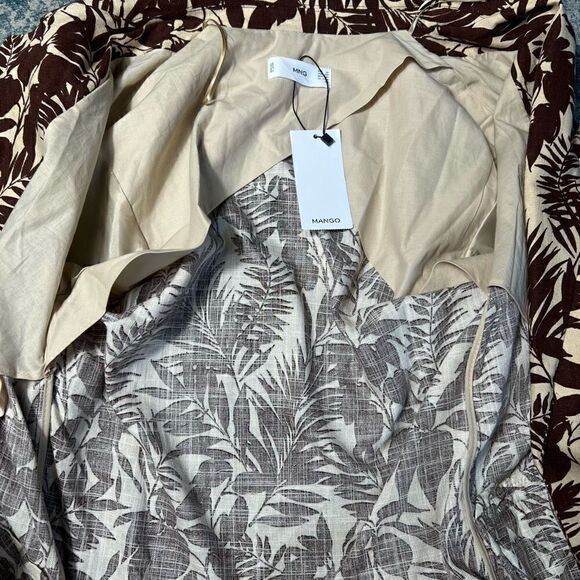 MNG Mango Linen Blend Tropical Print Notch Collar Oversized Blazer Women’s XXS - Picture 8 of 16
